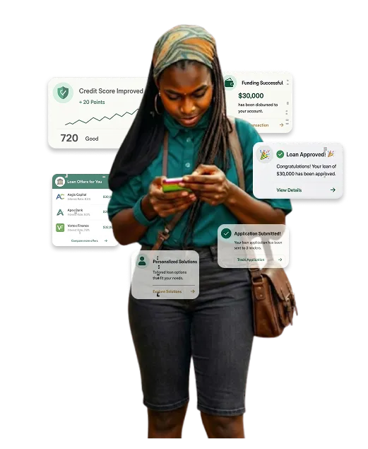 Young woman using FinEra mobile app